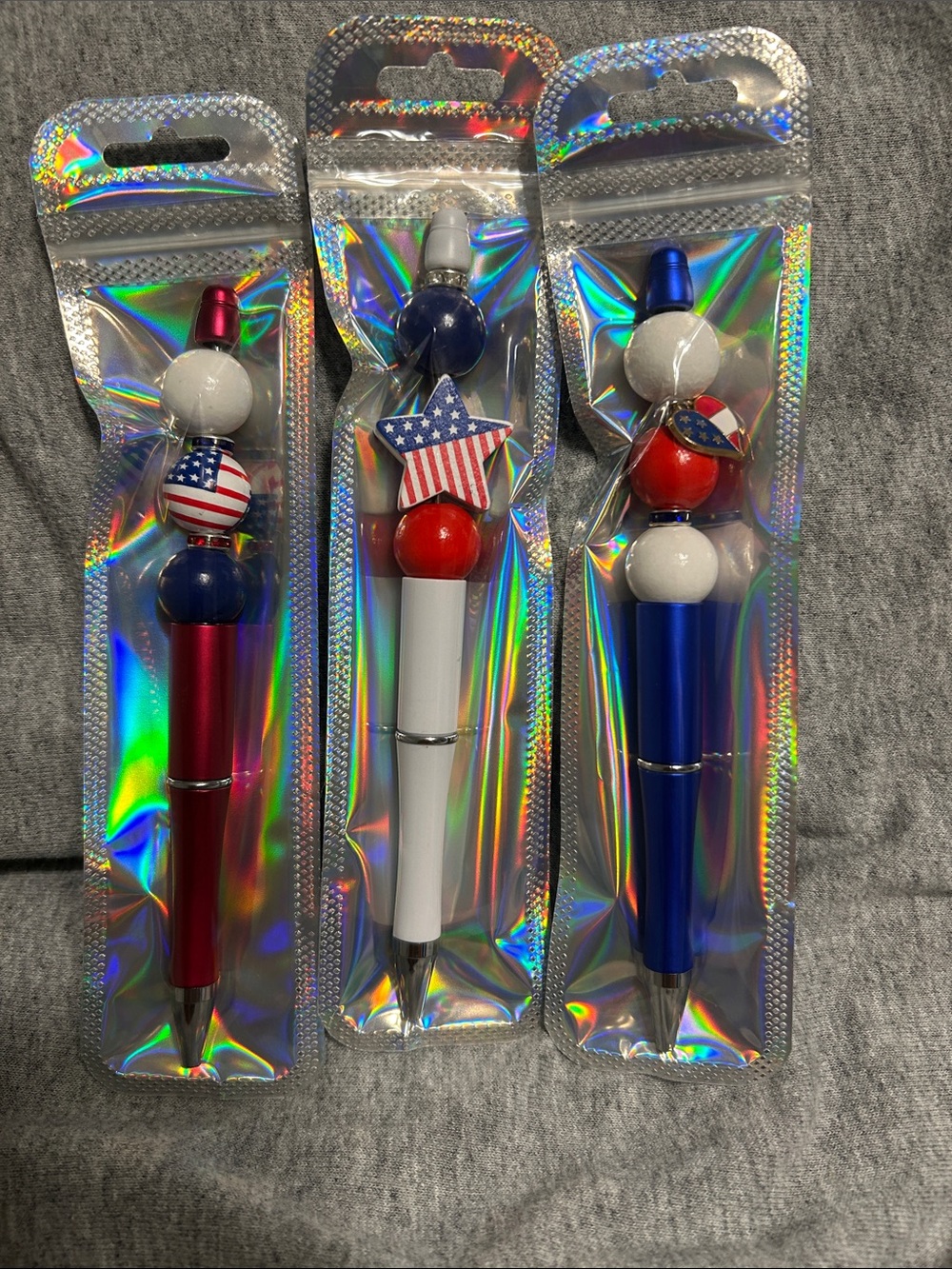Patriotic Ballpoint Pens - Set of 3 Red White Blue